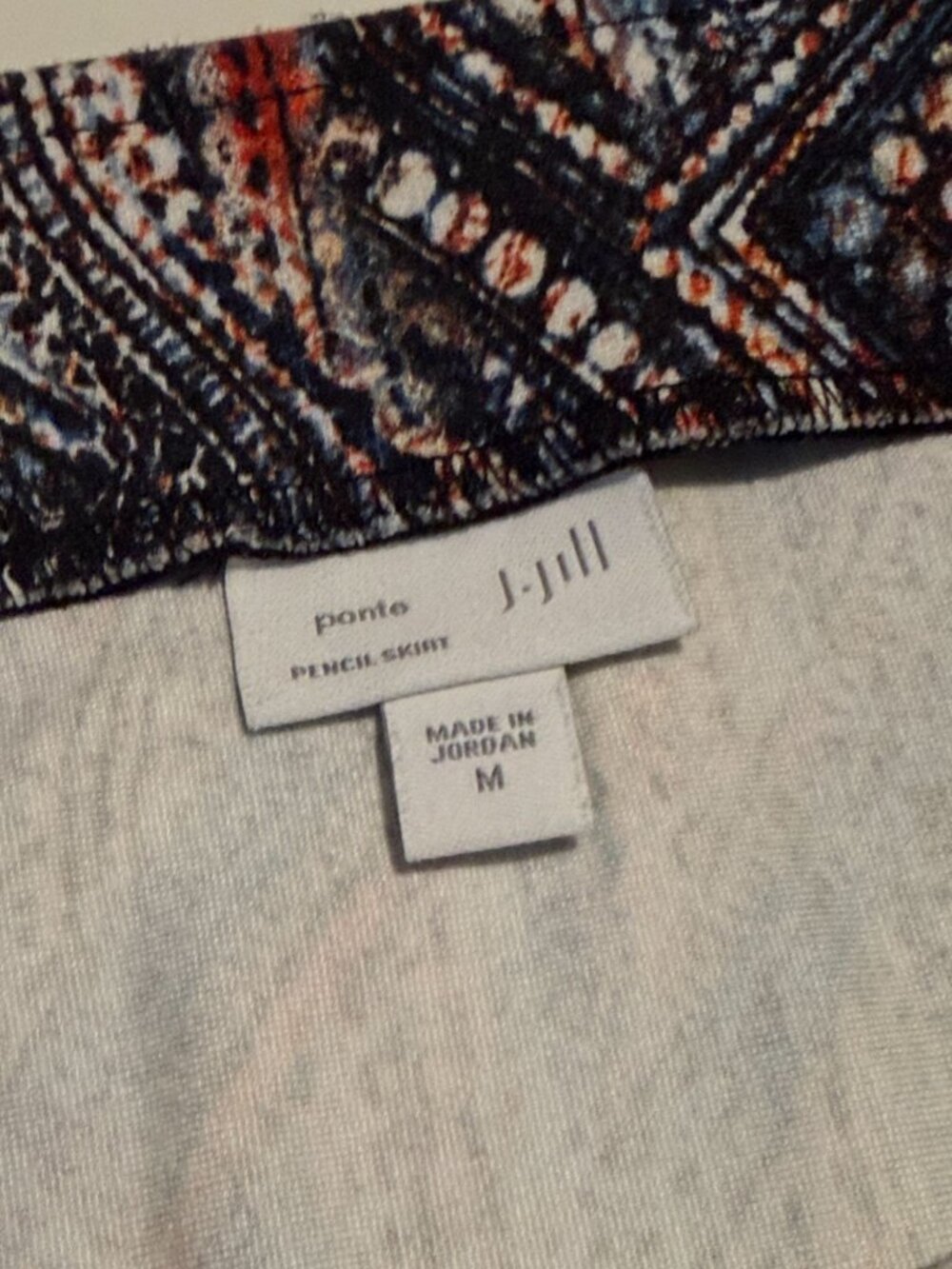 J Jill Paisley Pull On Straight Pencil Skirt Size Medium - Picture 5 of 7